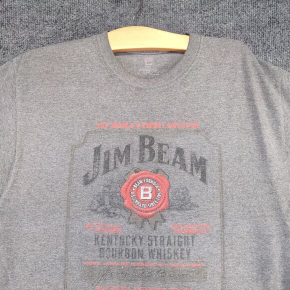 Hanes Tagless Women's Jim Beam T-Shirt Gray Large Short Sleeve Crew Neck - Picture 3 of 15